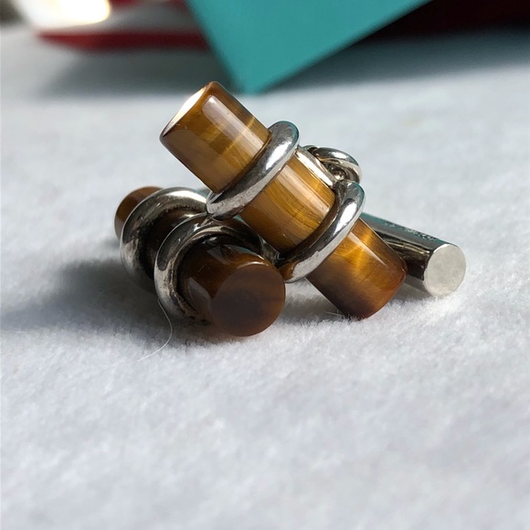 Tiffany & Co. Sterling and Tigers Eye Cuff Links - Picture 7 of 7
